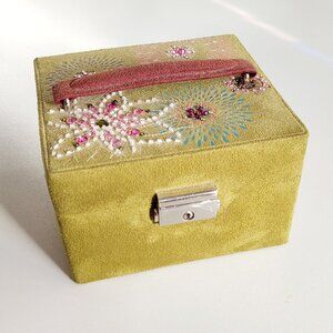 Vintage Wolf Designs Jewelry Box with embroidered Sunburst Design